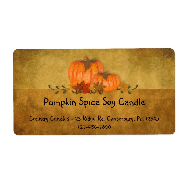 Fall Pumpkins Candle-etikett Fraktsedel (Framsidan)