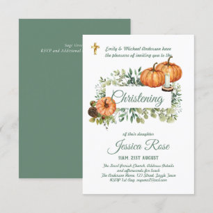Fall Pumpkins Christening Inbjudan Baptism