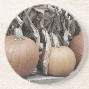 Fall Pumpkins Cornstalks Nature Underlägg