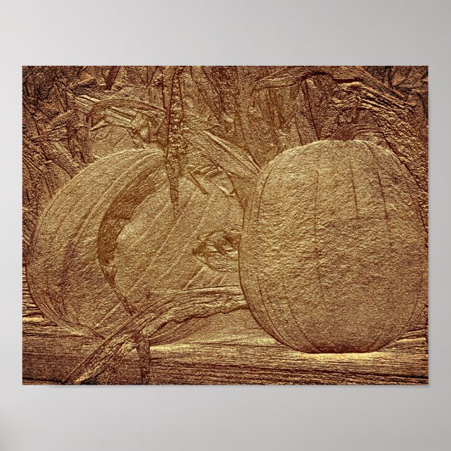 Fall Pumpkins Cornstalks Sculpted Effect Poster (Framsidan)