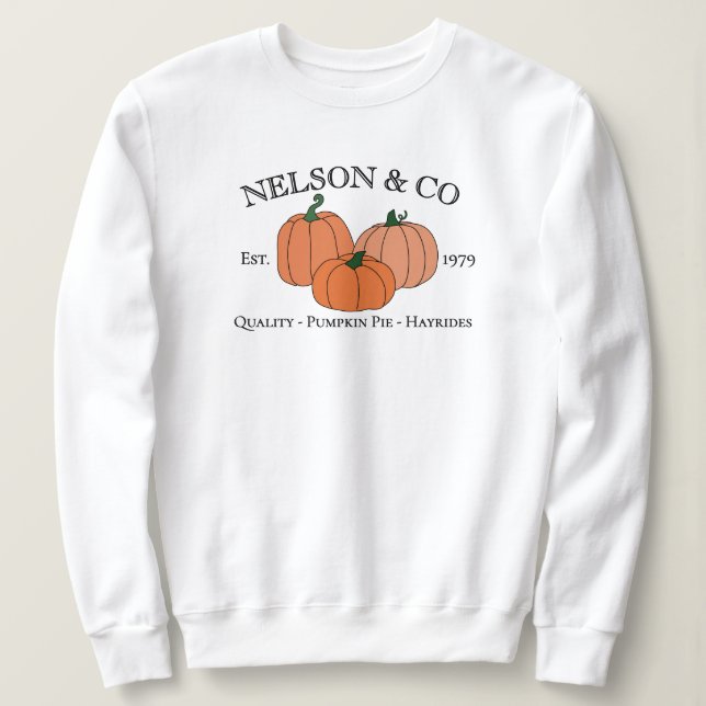 Fall Pumpkins Family or Company Custom Name Year T Shirt (Design framsida)