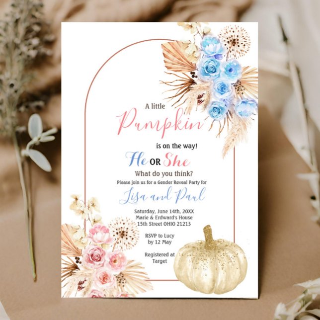 Fall Pumpkins Gender Reveal Call-inbjudan Inbjudningar (Skapare uppladdad)