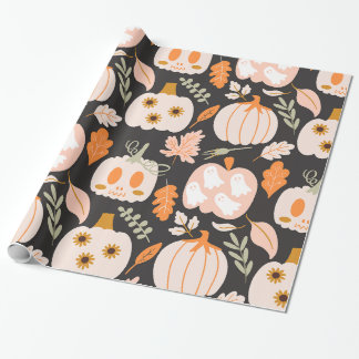 Fall Pumpkins Ghost Skeleton Wrapping Papper Presentpapper