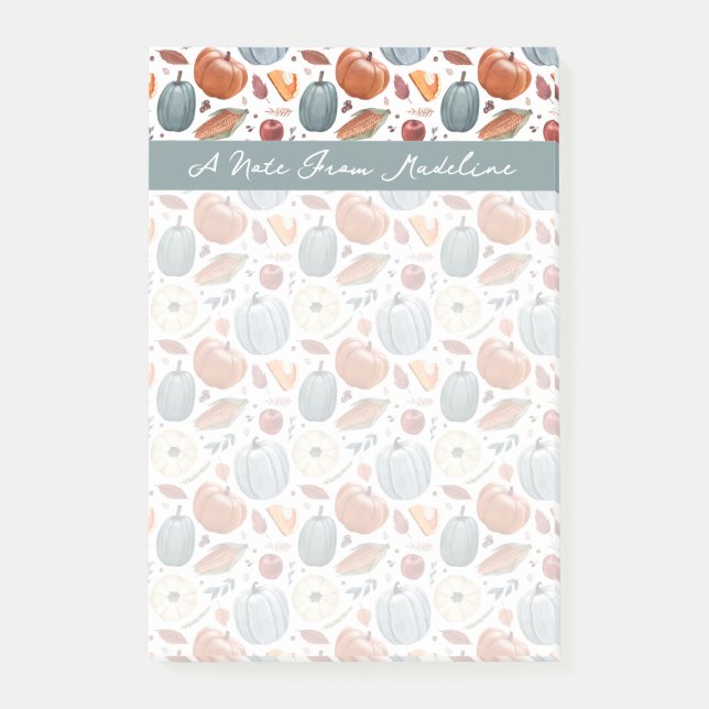 Fall Pumpkins & Höst löv Mönster Post-it Block (Framsida)