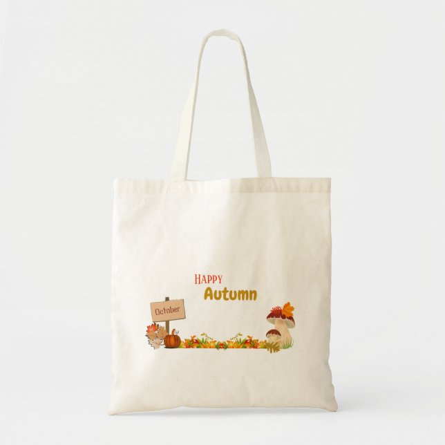 Fall Pumpkins Höst löv Tote Bag Tygkasse (Framsidan)