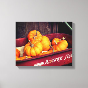 Fall Pumpkins in Old Red Wagon Canvastryck