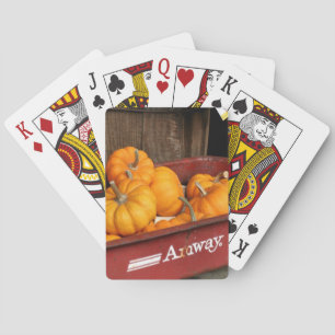 Fall Pumpkins in Old Red Wagon  Casinokort
