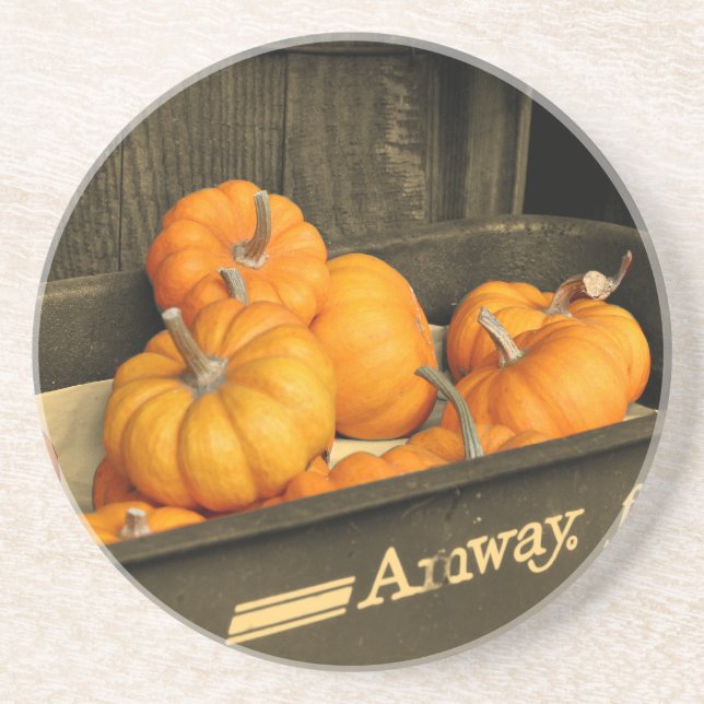 Fall Pumpkins in Wagon Sepia Underlägg (Framsidan)