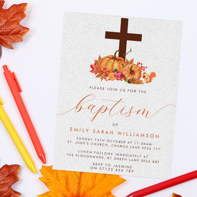 Fall Pumpkins & Kor Baby Baptism Inbjudningar (Skapare uppladdad)