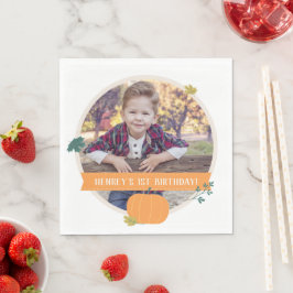 Fall Pumpkins & Löv Photo Födelsedagsfest Pappersservett