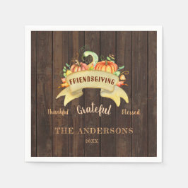 Fall Pumpkins Löv Wood Happy thanksgiving Pappersservett