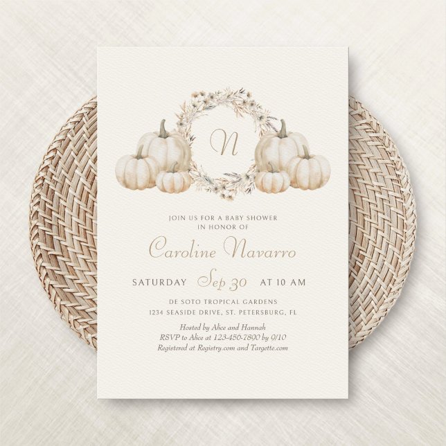 Fall Pumpkins Monogram Autumn Shower Inbjudningar (Skapare uppladdad)