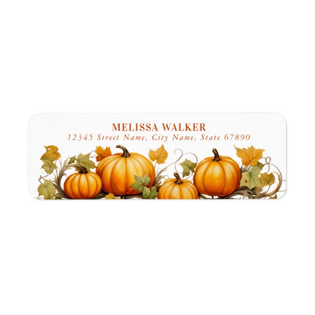 Fall Pumpkins-Returetiketter Returadress Etikett (Framsidan)
