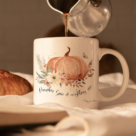 Fall Pumpkins Spice Höst löv Blommigt Butterfly Kaffemugg
