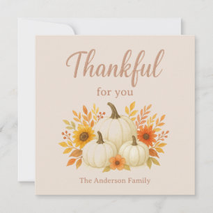 Fall Pumpkins & Sunblommor Elegantens Thanksgivi Julkort
