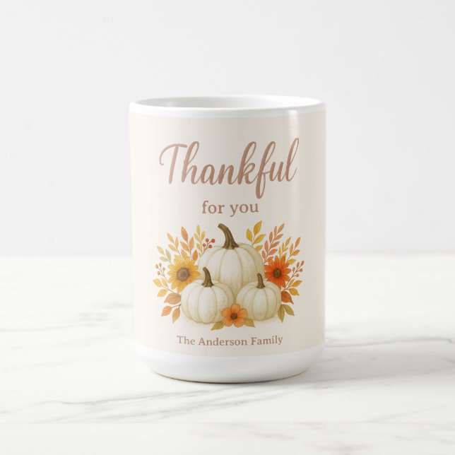 Fall Pumpkins & Sunblommor | Elegantens Thanksgivi Kaffemugg (Center)