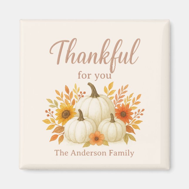 Fall Pumpkins & Sunblommor | Elegantens Thanksgivi Magnet (Framsidan)