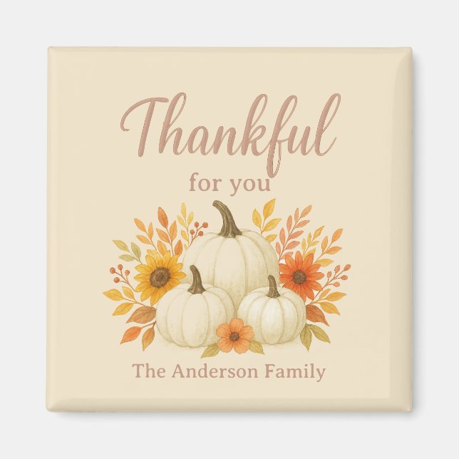 Fall Pumpkins & Sunblommor | Elegantens Thanksgivi Magnet (Framsidan)