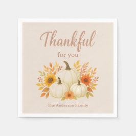 Fall Pumpkins & Sunblommor | Elegantens Thanksgivi Pappersservett