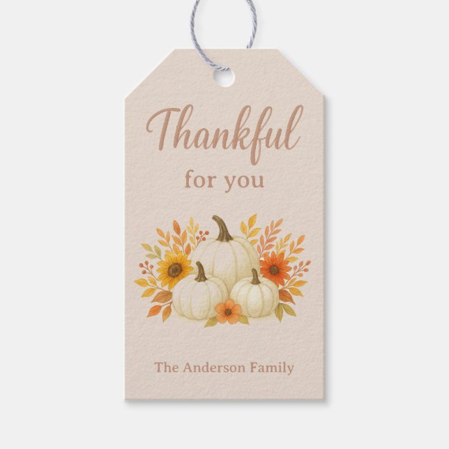 Fall Pumpkins & Sunblommor | Elegantens Thanksgivi Presentetikett (Framsidan)