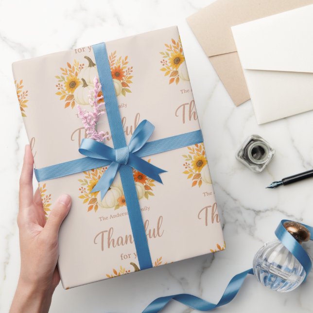 Fall Pumpkins & Sunblommor | Elegantens Thanksgivi Presentpapper (Gifting)