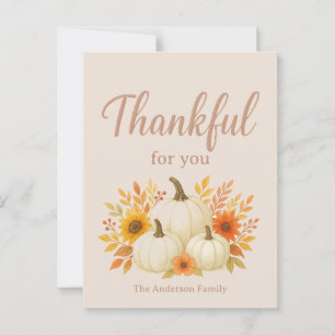 Fall Pumpkins & Sunblommor Elegantens Thanksgivi Vykort