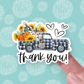 Fall Pumpkins Sunblommor Pickupa Lastbil Tack Klistermärken