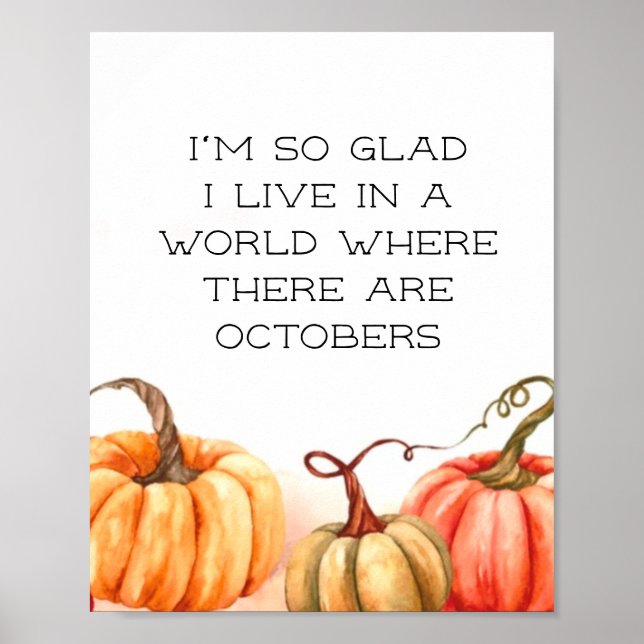 Fall Quote oktober Pumpkins Poster (Framsidan)