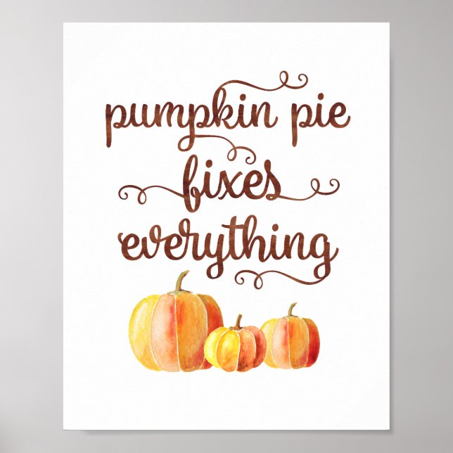 Fall Quote Pumpkin Paj åtgärdar allt typografi Poster (Framsidan)