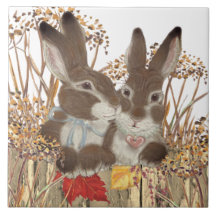 Fall Rabbit Bunny Höst löv Cute Säsong Art