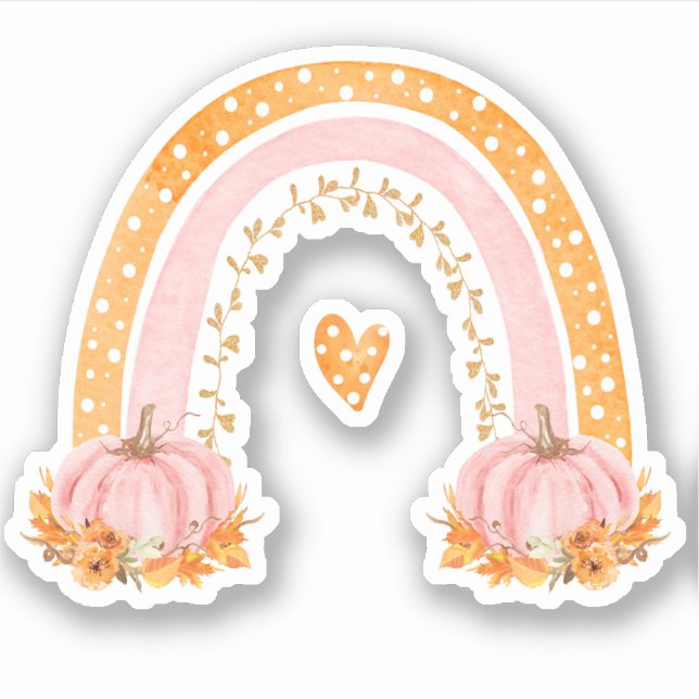 Fall Rainbow & Pumpkins Vinyl Sticker Klistermärken (Framsida)