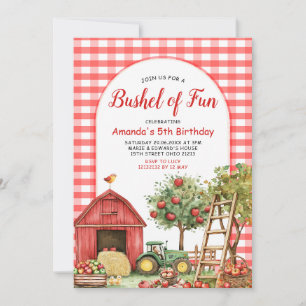Fall Red Gingham Bushel of Roligt Birthday Inbjudningar