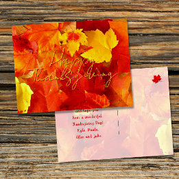Fall Red Löv Happy thanksgiving Vykort