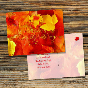 Fall Red Löv Happy thanksgiving Vykort