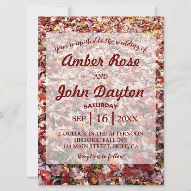 Fall Red Löv Rustic Wedding-inbjudningar Inbjudningar (Framsida)