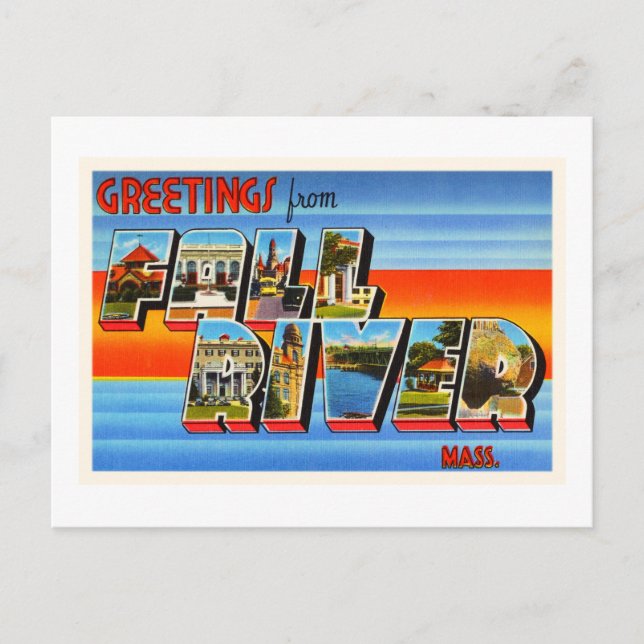 Fall River Massachusetts MORSA Old Travel Souvenir Vykort (Framsida)
