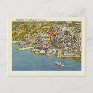 Fall River Massachusetts vintage bird's öga view Vykort