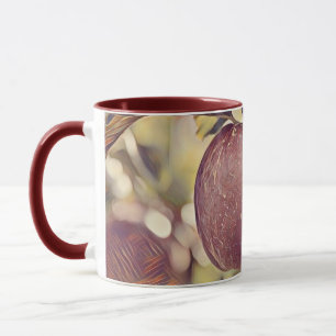 Fall röd äppelfrukt och löv, vattenfärg mugg