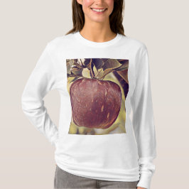 Fall röd äppelfrukt och löv, vattenfärg t shirt