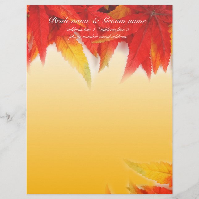 Fall röd maple löv letterhead med namn brevhuvud (Framsida)