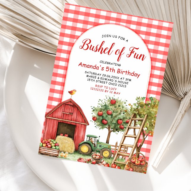 Fall Röda Gingham Roligt Födelsedagsfirande  Inbjudningar (Skapare uppladdad)