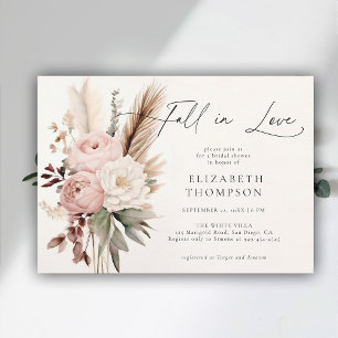 Fall Romantic Boho Peony Pampas Chic Möhippa Inbjudningar