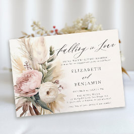 Fall Romantic Peony Ro Pampas Förlovningsfest Inbjudningar