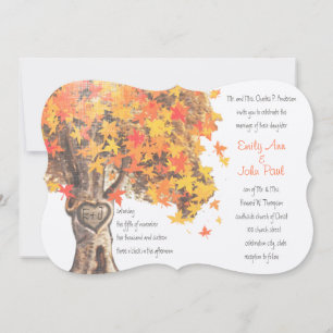 Fall Romantic Rustic Träd Orange Gult Bröllop Inbjudningar