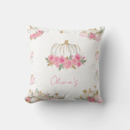 Fall Rosa och Guld Pumpkin Blommigt Decorative Kudde