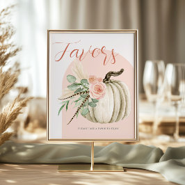 Fall Rosa och Rust Watercolor Pumpkin Favor Bord Poster