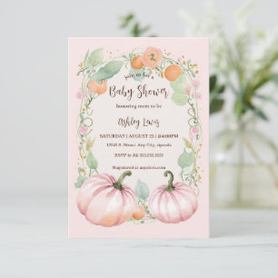 Fall Rosa Pumpkin Baby-duschinbjudan Inbjudningar