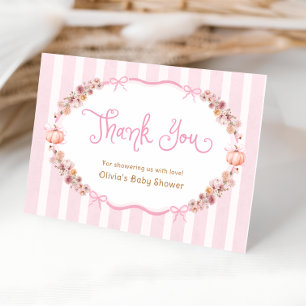 Fall Rosa Pumpkin Baby Shower Tack för ditt kort