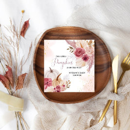 Fall Rosa Pumpkin Blommigt Girl Baby dusch Pappersservett