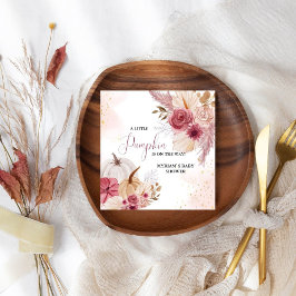 Fall Rosa Pumpkin Blommigt Girl Baby dusch Pappersservett